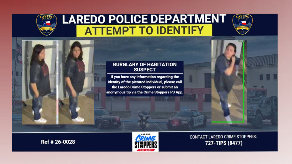 Policía de Laredo busca identificar a sospechosa de robo en vivienda