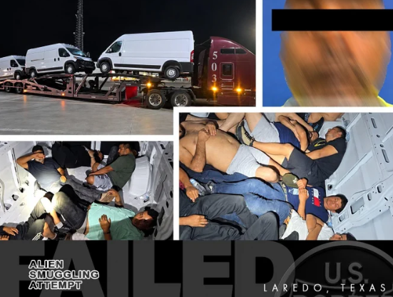 Detienen a conductor que transportaba a 23 migrantes ocultos en camionetas en Laredo